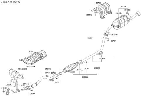 2006 Kia Rio Hanger-Exhaust Pipe Diagram for 2876822000