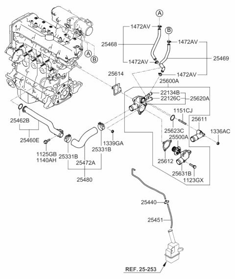 2010 Kia Rio  Ring"O" Diagram for 2546223000