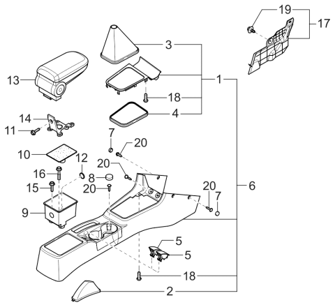 2004 Kia Spectra Boot-Console Diagram for 0K2N164413