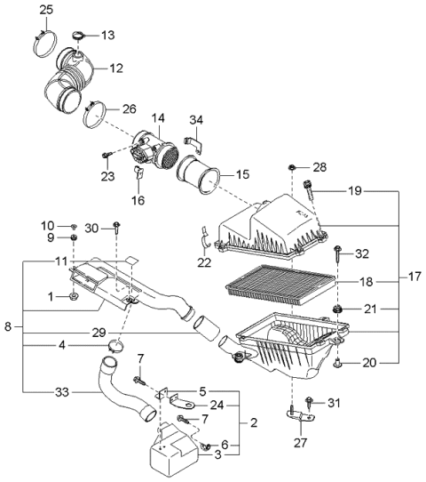 2003 Kia Spectra Nut-Cap Diagram for 1317306003