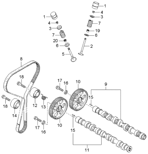 2004 Kia Spectra  COTTER-Valve Diagram for 0K95412114