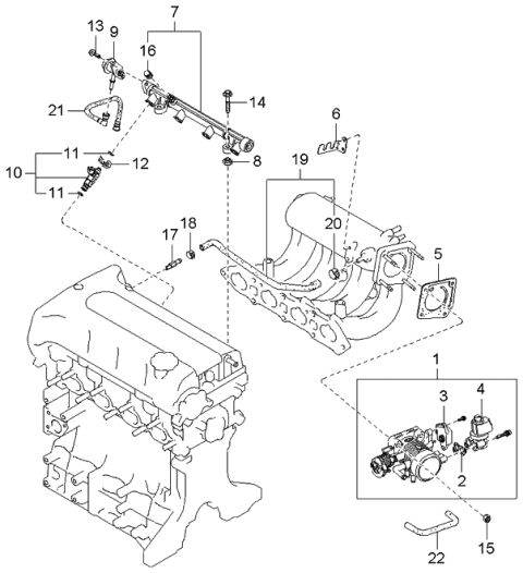 2002 Kia Spectra  Gasket-Throttle Body Diagram for 0K2NB13655