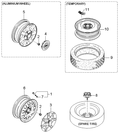 2001 Kia Spectra  Emblem Center Cap Diagram for 0K2N137190