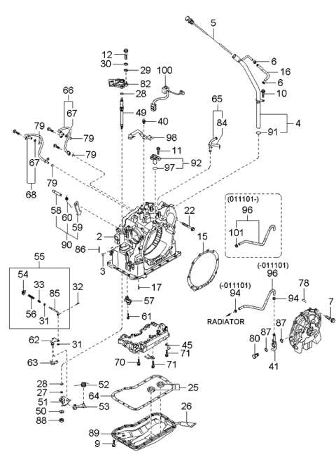 2001 Kia Spectra  Bolt Diagram for K997960625B