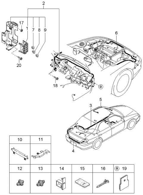 2002 Kia Spectra  Cover-Hole Diagram for 0K2N167HC1