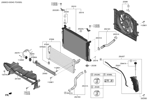 2021 Kia Stinger  Engine Coolant Overflow Reservoir Stinger Diagram for 25430J5050