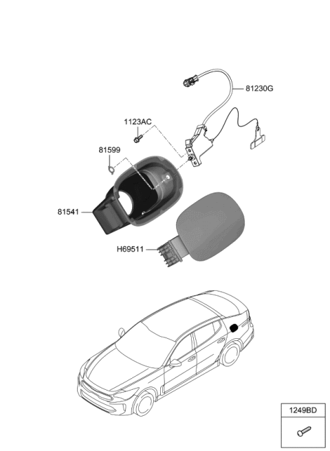 2020 Kia Stinger  Fuel Filler Door Assembly Diagram for 69511J5000