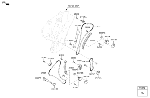 2019 Kia Stinger  TENSIONER Assembly-Oil Pump Diagram for 245603CGB0