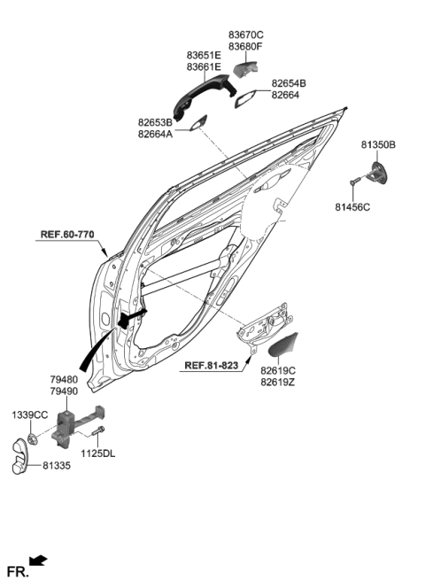 2018 Kia Stinger  Checker Assembly-Rear Door Diagram for 79490J5000