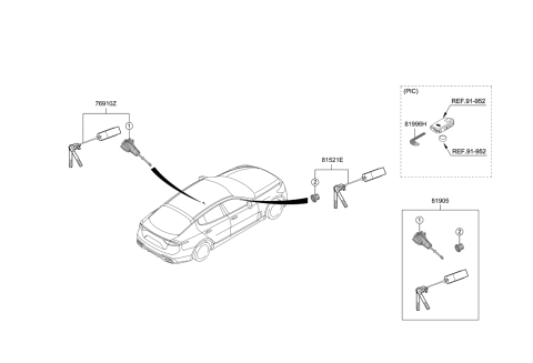 2019 Kia Stinger  Door Key Sub Set, Left Diagram for 81970J5A00
