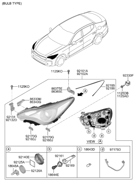 2021 Kia Stinger Headlamp Dust Cap Assembly Diagram for 92140G6000