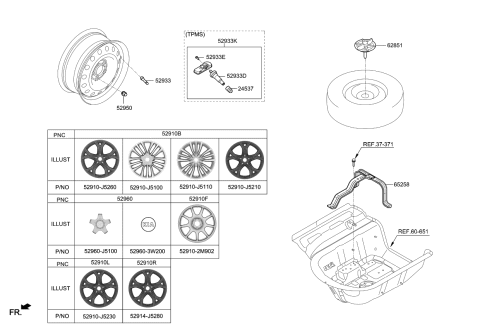 2020 Kia Stinger  Wheel Assembly-Aluminum Diagram for 52910J5100