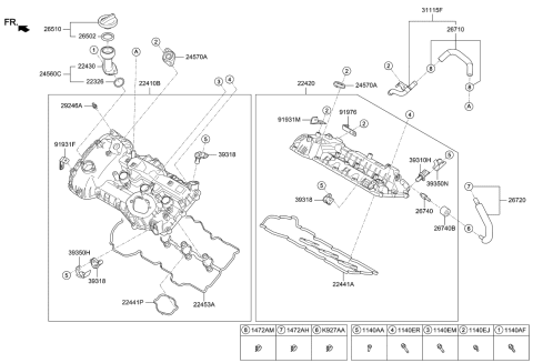 2021 Kia Stinger  Cap-Oil Filler Diagram for 2651026630