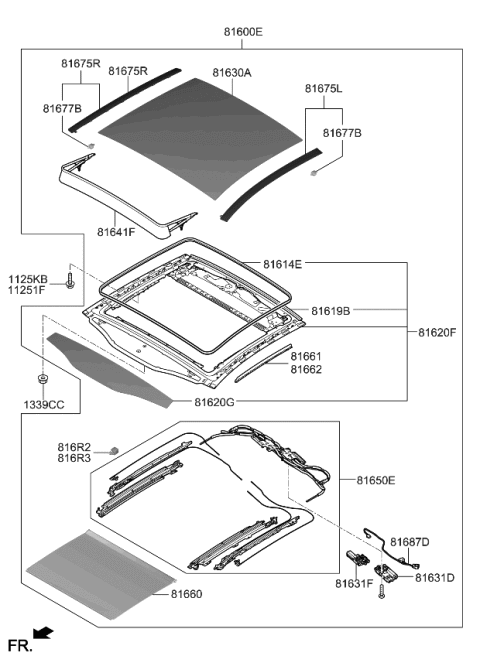 2018 Kia Stinger DEFLECTOR Assembly-PANOR Diagram for 81611J5000