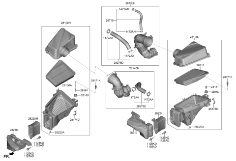 2018 Kia Stinger  Duct Assembly-Air Diagram for 28210J5100