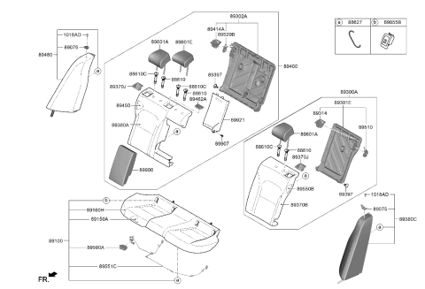 2020 Kia Stinger  Lock Lever Assembly-Rear Diagram for 89320J5000WK