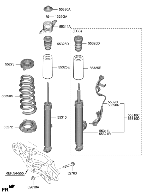 2021 Kia Stinger  Bumper Stopper Diagram for 55326J5000