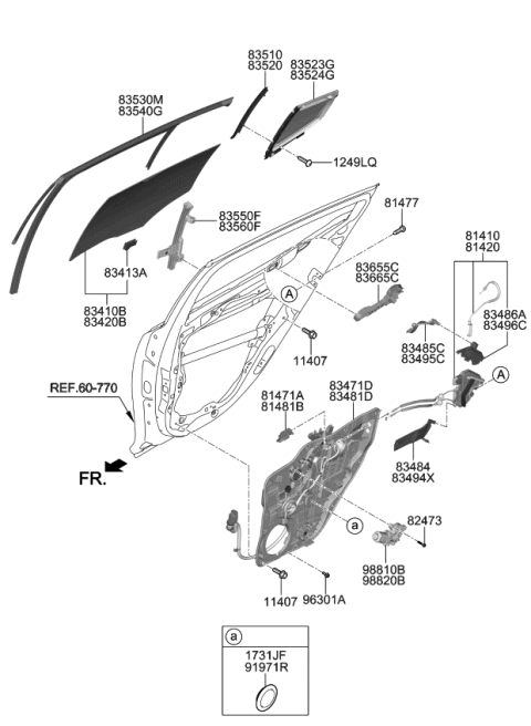 2018 Kia Stinger  RETAINER-Rear Door Latch Diagram for 83484J5000