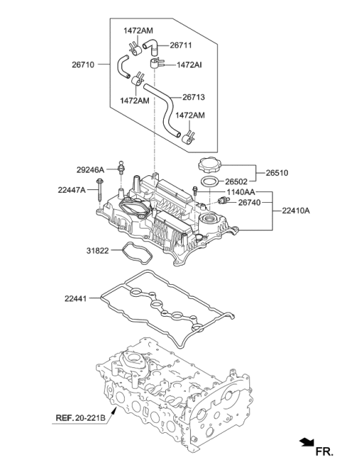 2021 Kia Stinger  Cover Assembly-Rocker Diagram for 224102GGA1