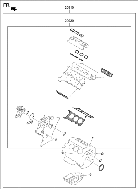 2020 Kia Stinger  Gasket Kit-Engine OVEAUL Diagram for 209103LA04
