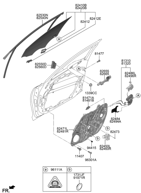 2018 Kia Stinger  Holder-Door Glass Diagram for 82412D3000