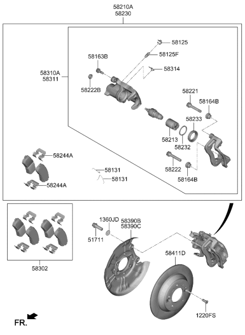 2024 Kia Soul  BRAKE ASSY-RR WHEEL Diagram for 58210AA400