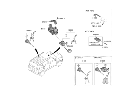 2024 Kia Soul  KEY SUB SET-STEERING Diagram for 81900K0H00