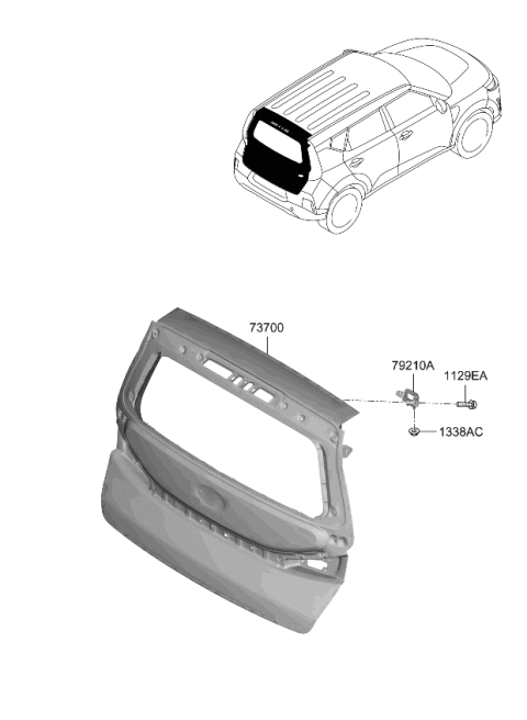 2024 Kia Soul  PANEL ASSY-TAIL GATE Diagram for 72800K0300