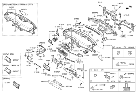2017 Kia Optima Hybrid  Cover Assembly-Glove Box Diagram for 84540D4000BGH