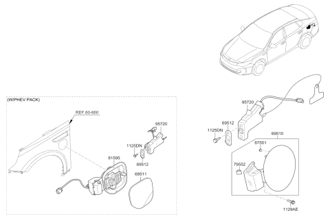 2017 Kia Optima Hybrid  Opener Assembly-Fuel Filler Diagram for 815902T000