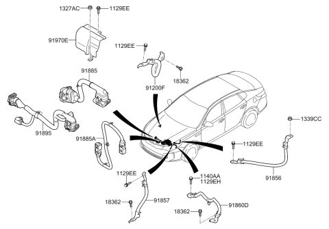 2016 Kia Optima Hybrid  Cable Assembly-Motor Power Diagram for 91885A8010