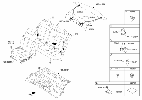 2017 Kia Optima Hybrid Bracket Assembly-Rear Seat Diagram for 89720D4000