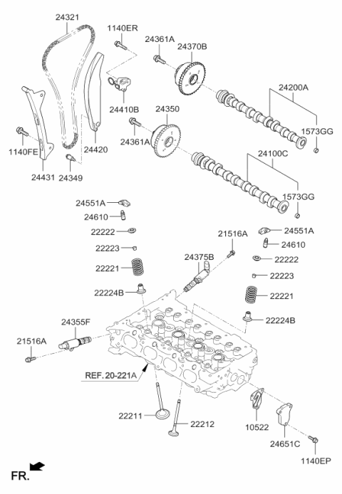 2017 Kia Optima Hybrid  Camshaft Assembly-Exhaust Diagram for 242002E650