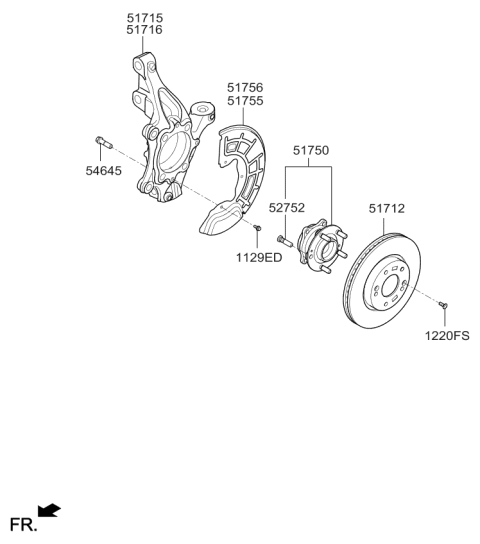 2018 Kia Optima Hybrid Knuckle-Front Axle, R Diagram for 51711E6101