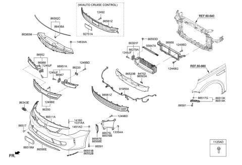 2017 Kia Optima Hybrid Bracket-Front Bumper Side Diagram for 86513D4000