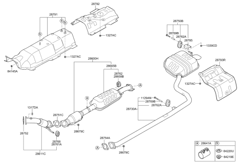 2017 Kia Optima Hybrid  Center Muffler Complete Diagram for 28600A8010