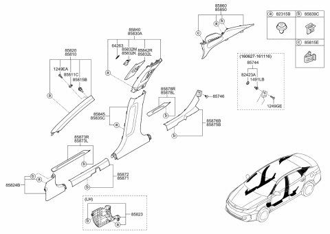 2017 Kia Optima Hybrid  Plug-Trim Mounting Diagram for 8574602000