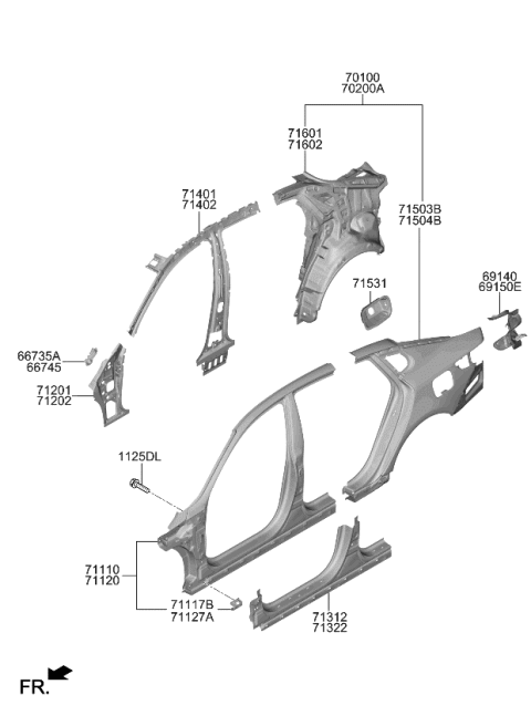 2016 Kia Optima Hybrid Panel Assembly-Quarter Inner Diagram for 71602A8500