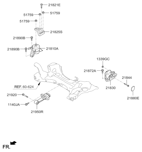 2017 Kia Optima Hybrid  Engine Mounting Bracket Assembly Diagram for 21810A8000