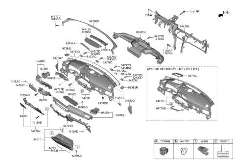 2024 Kia Telluride PANEL-CENTER FACIA Diagram for 84749S9500NUP