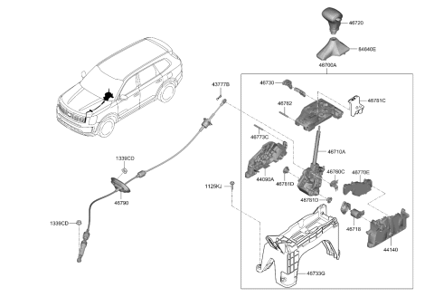 2023 Kia Telluride  KNOB ASSY-GEAR SHIFT Diagram for 46720S9100NUP