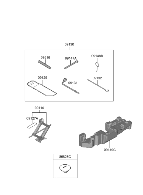 2023 Kia Telluride  Pad U Diagram for 09149S9100