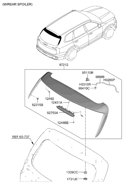 2023 Kia Telluride  Lamp Assembly-Hms Diagram for 92700S9000