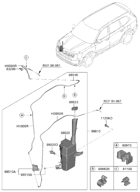 2024 Kia Telluride  Clip-Rear Washer Hose Diagram for 98951B8000