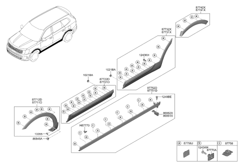 2024 Kia Telluride  GARNISH ASSY-FRT DR Diagram for 87721S9300