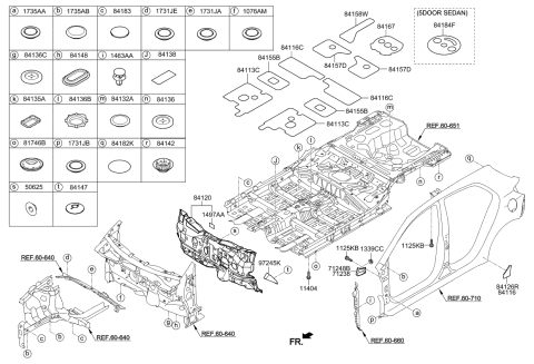 2021 Kia Rio  Pad Assembly-Isolation Dash Diagram for 84120H9000