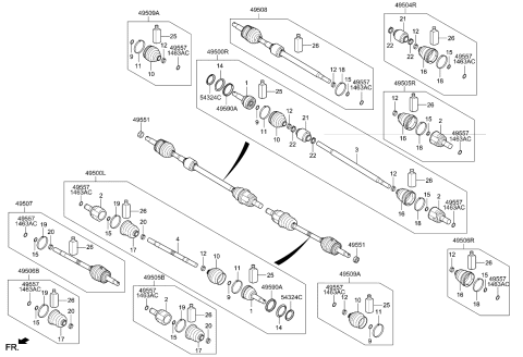 2023 Kia Rio  Shaft Assembly-Drive, RH Diagram for 49501H9300