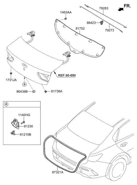 2023 Kia Rio  Striker Assembly-Trunk Lid Diagram for 81210F2000