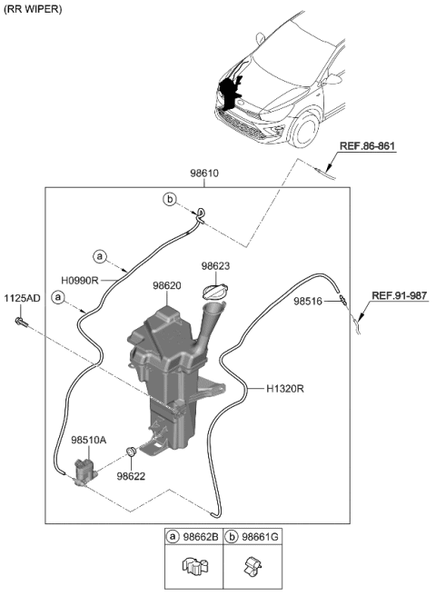 2023 Kia Rio  Reservoir & Pump Assembly Diagram for 98610H9500