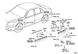 Diagram for 2001 Lexus LS430 Exterior Trim - Front Door